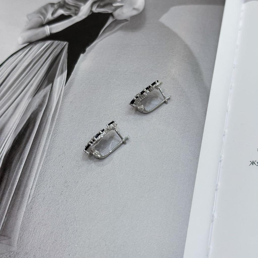 Серебряные серьги с натуральным сапфиром (2170334)