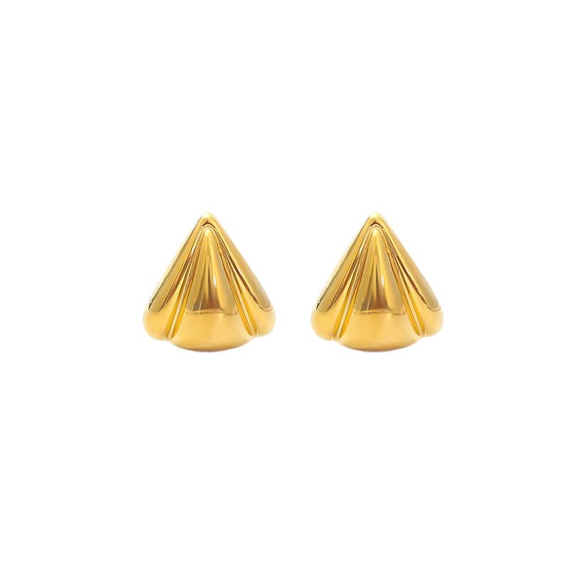 Europe and the United States hot-selling triangular petal smooth stud earrings fashionable simple light luxury stainless steel gold-plated earrings