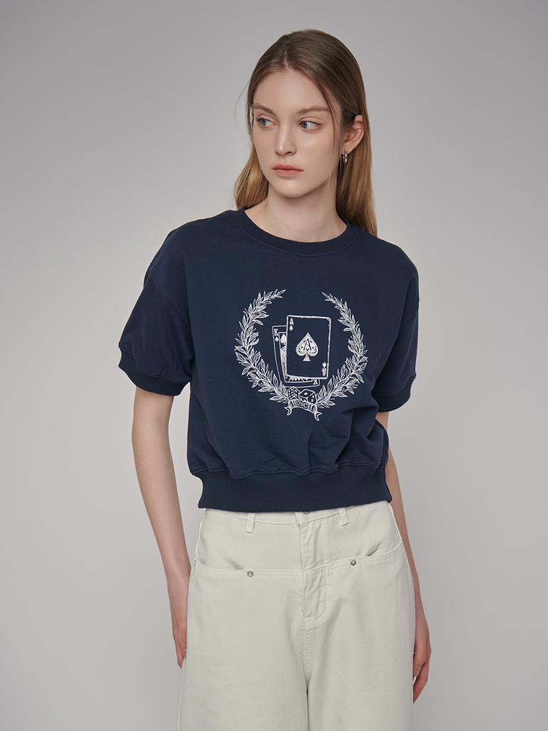 HUNCH Graphic Half Sleeve Sweatshirt (2Color)