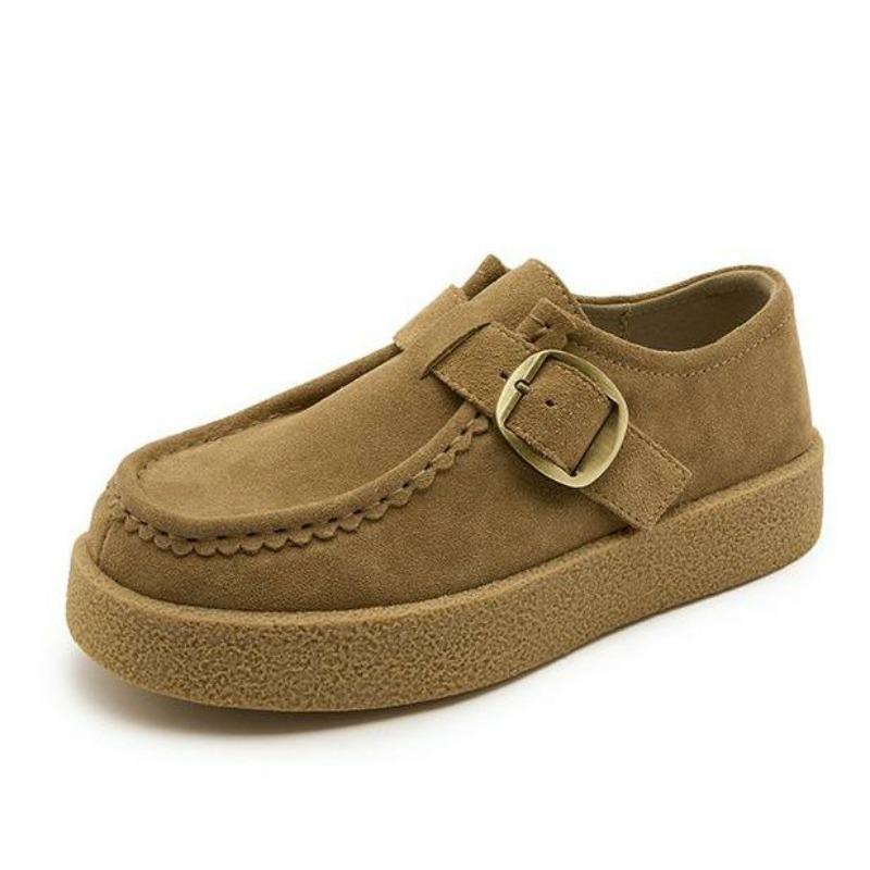 Fashion High Quality Smile Circle Suede Derby Shoes Women Lace-up Round Toe Flat Platform Shoes Fashion Casual Shoes Women's Loafers