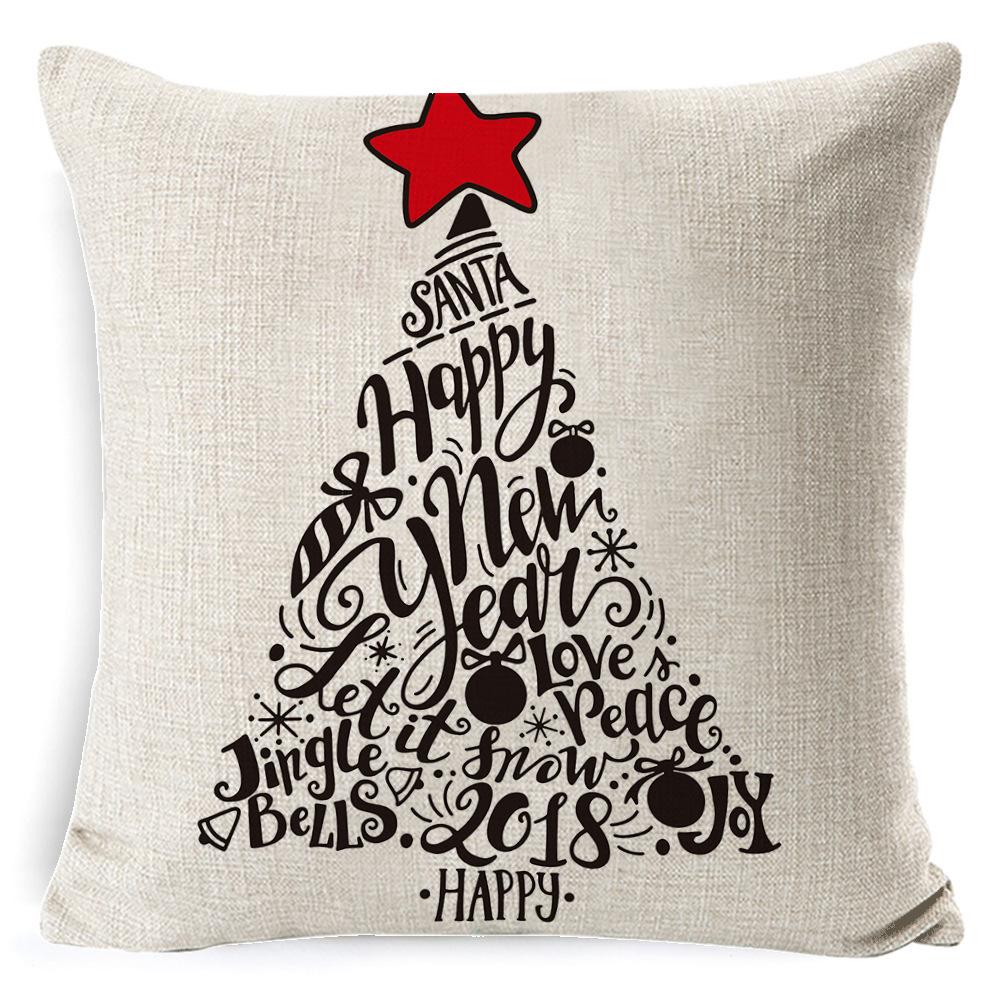 Christmas Linen Pillow Case Home Nap Lumbar Cushion Pillow Sofa Bedside Cushion Pillow Case