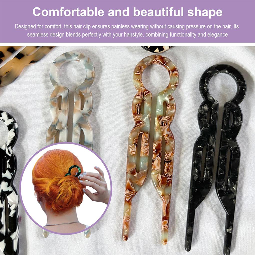 2PCS U-Shaped Hair Fork Fashion Hairpin Acetate Meatball Head Hairclip Fshion Design Bun Sweet Hair Styling Tools for Women Girl