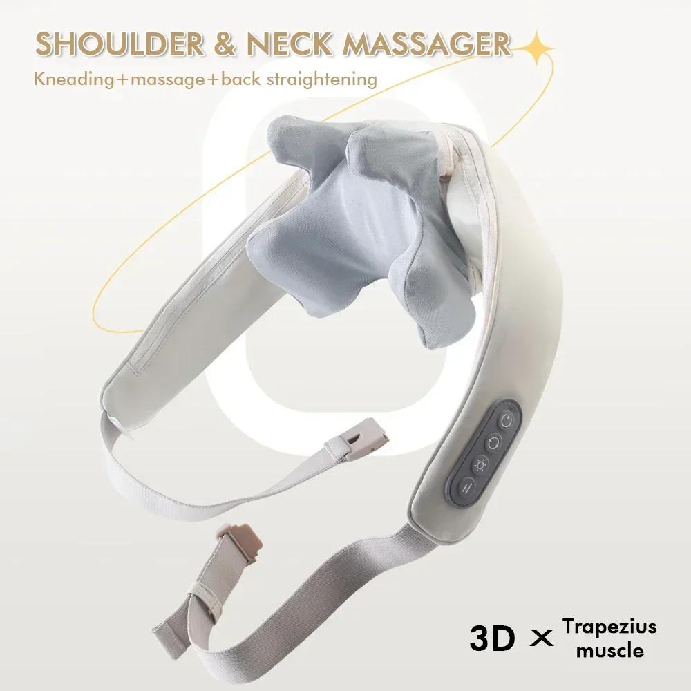 Masseur Électrique pour le Cou et le Dos Sans Fil Coussin de Massage Malaxant pour le Cou et les Épaules Châle de Massage Relaxant pour les Muscles du Cou et du Dos