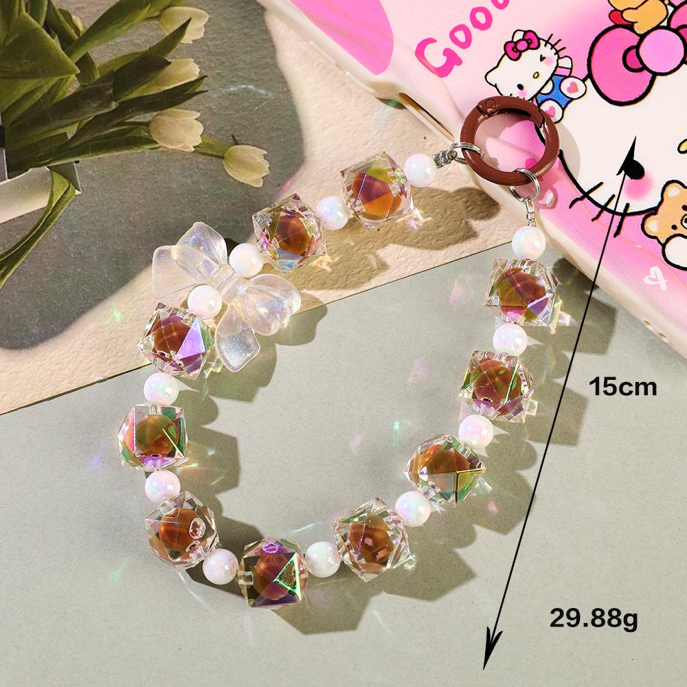 Handmade Beaded Candy Color Bow Keychain & Phone Charm