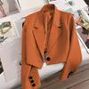 Chaqueta corta de talle alto para mujer, chaqueta informal de color sólido de talla grande para negocios, chaqueta de manga larga para oficina