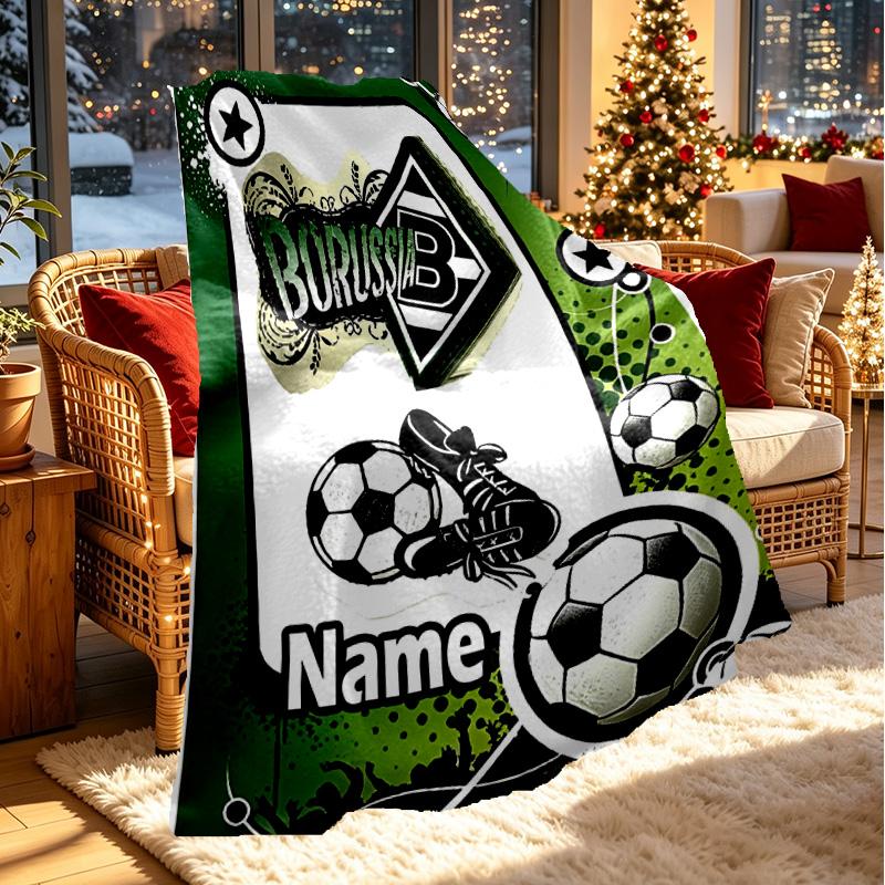 Custom Name Personalized Borussia Monchengladbach Print Blanket, Home Decor, Bedroom, Sofa, Camping, Couch, Gifts for Birthday ChristmasEnthusiasts