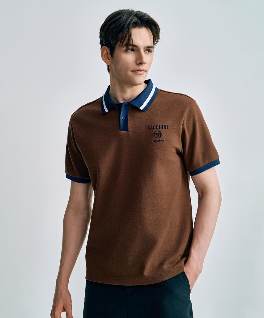 SERGIO TACCHINI M Double Knit Open Collar Polo