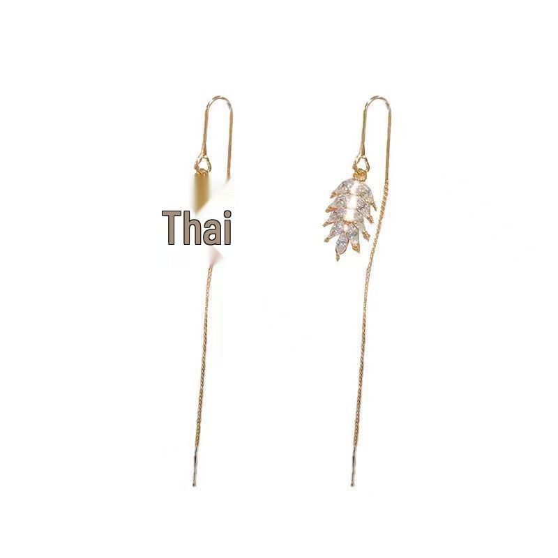 Korean Chic Zircon Wheat Earrings - Elegant, Unique Design