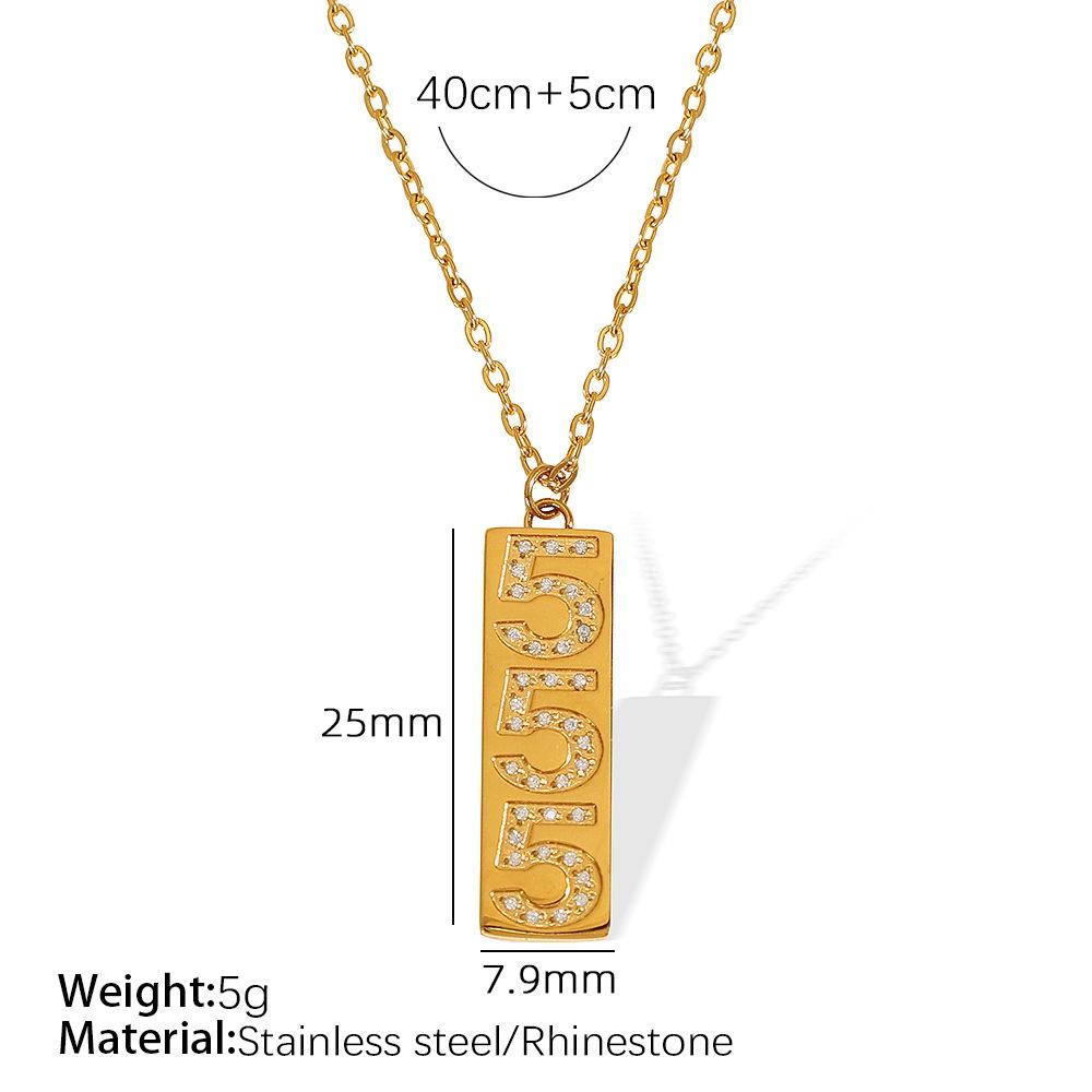 European and American digital pendant with diamond necklace women's jewelry titanium steel plated 18k versatile simple collarbone
