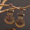 Bohemian European Retro Court Style Colorful Fan-Shaped Alloy Dangle Earrings