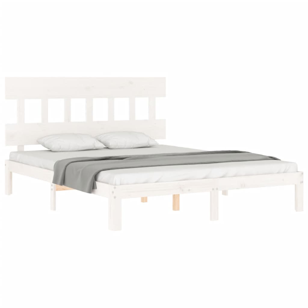 Vidaxl Bed Frame Without Mattress, White, 160X200 Cm, Solid Pine Wood