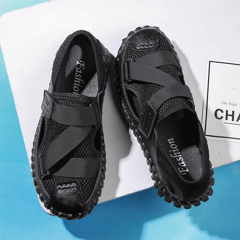 Mens Sandals Summer Designer Casual Roman Beach Shoes Male Outdoor Slippers Sport Leather Non-Slip Loafers Flats Plus Size 38-48