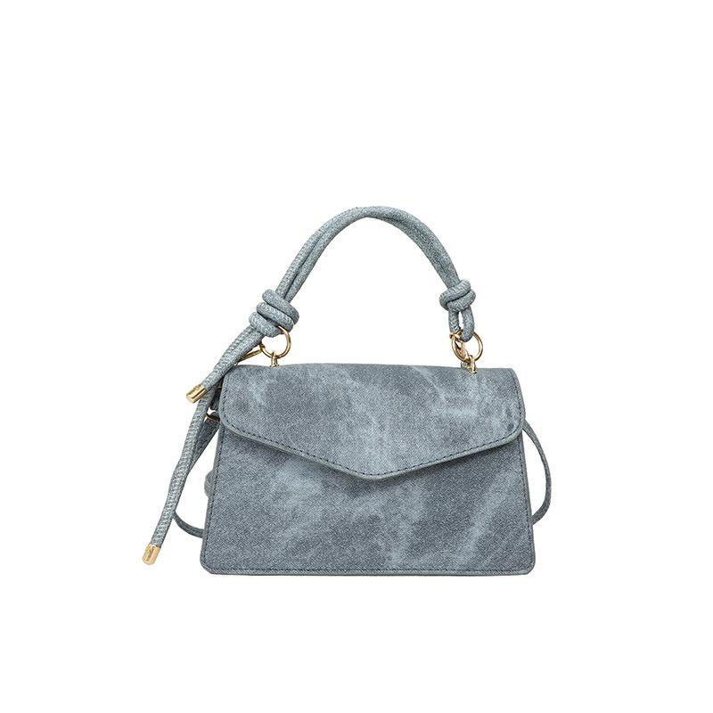 

New women s Korean version solid color retro foreign style simple crossbody small square bag shoulder bag fashionable handbag for women синій