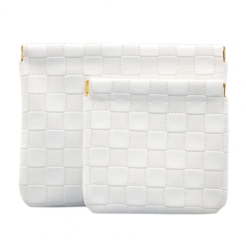 One-hand Open Bag Lightweight Storage Pouch Small Waterproof Makeup Bag for Purse Faux Leather Closure Organizer Pouch