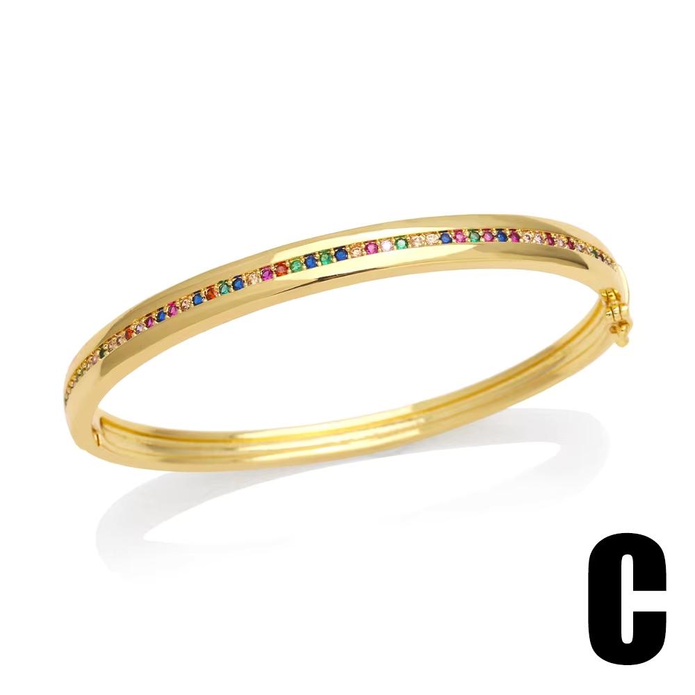 Open Vintage Cute Colorful Cubic Zirconia Copper Gold Plated Anti Tarnish Fashion Jewelry Bracelets & Bangles Link for Women