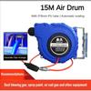 Air Drum Automatic Retractable Hose Pipe Reel Automatic Recycling Tube Winding Device Outdoor Spray Water Garage Tool Blue