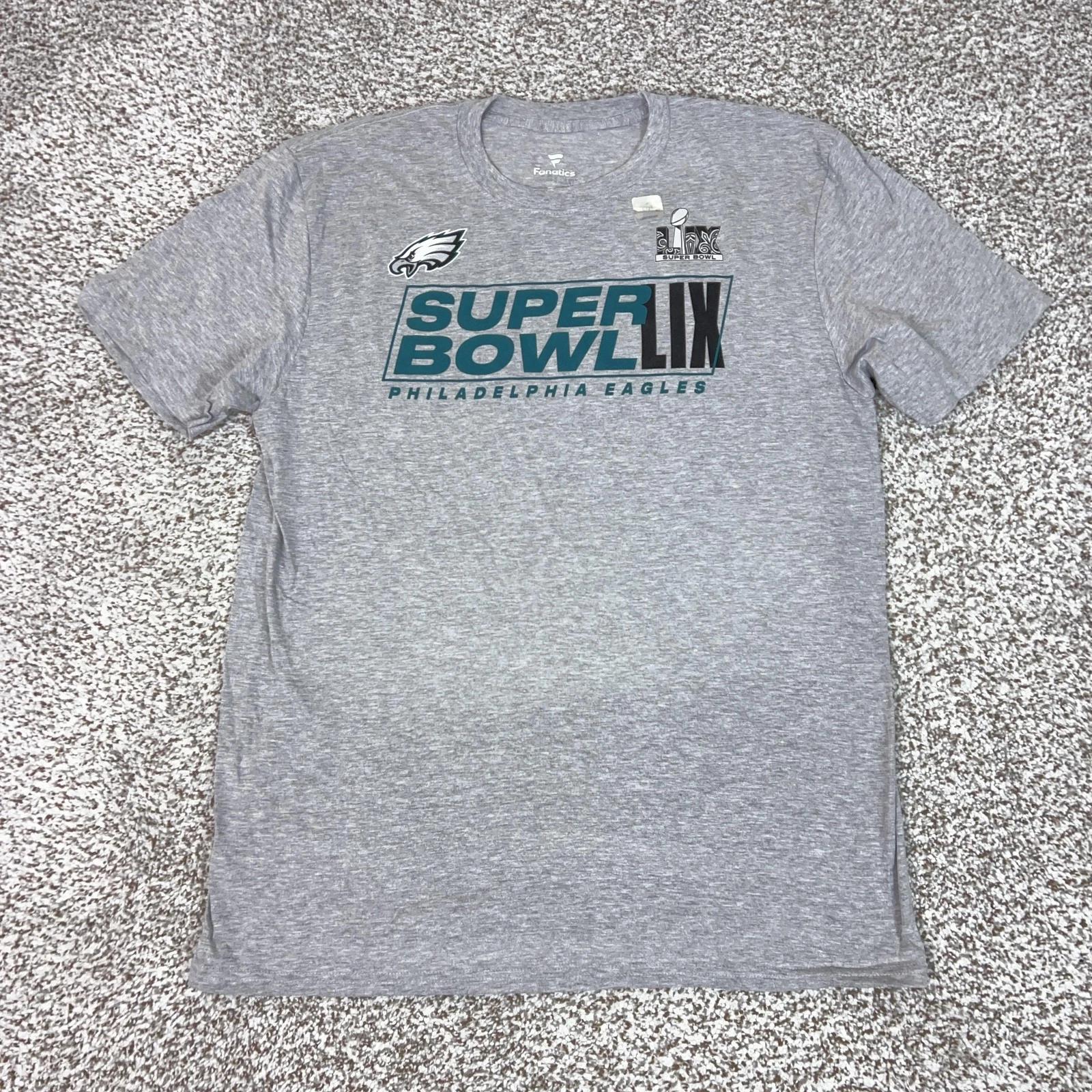 Philadelphia Eagles Shirt Mens Large Gray NFL Football Super Bowl LIX Roster Tee L