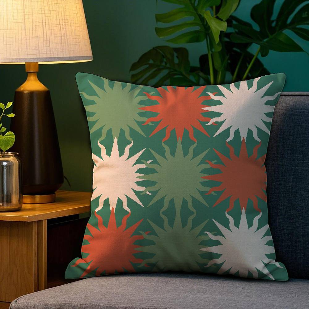 Bohemia Green Pillow Case Plush Fabric Soft Double Sided Print Home Sofa High Quality Cushion Cover Throw