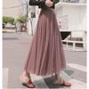 Vintage Tulle Skirt Women Streetwear Elastic High Waist Mesh Pleated Skirts Summer Elegant Korean A Line Office Ladies Skirt
