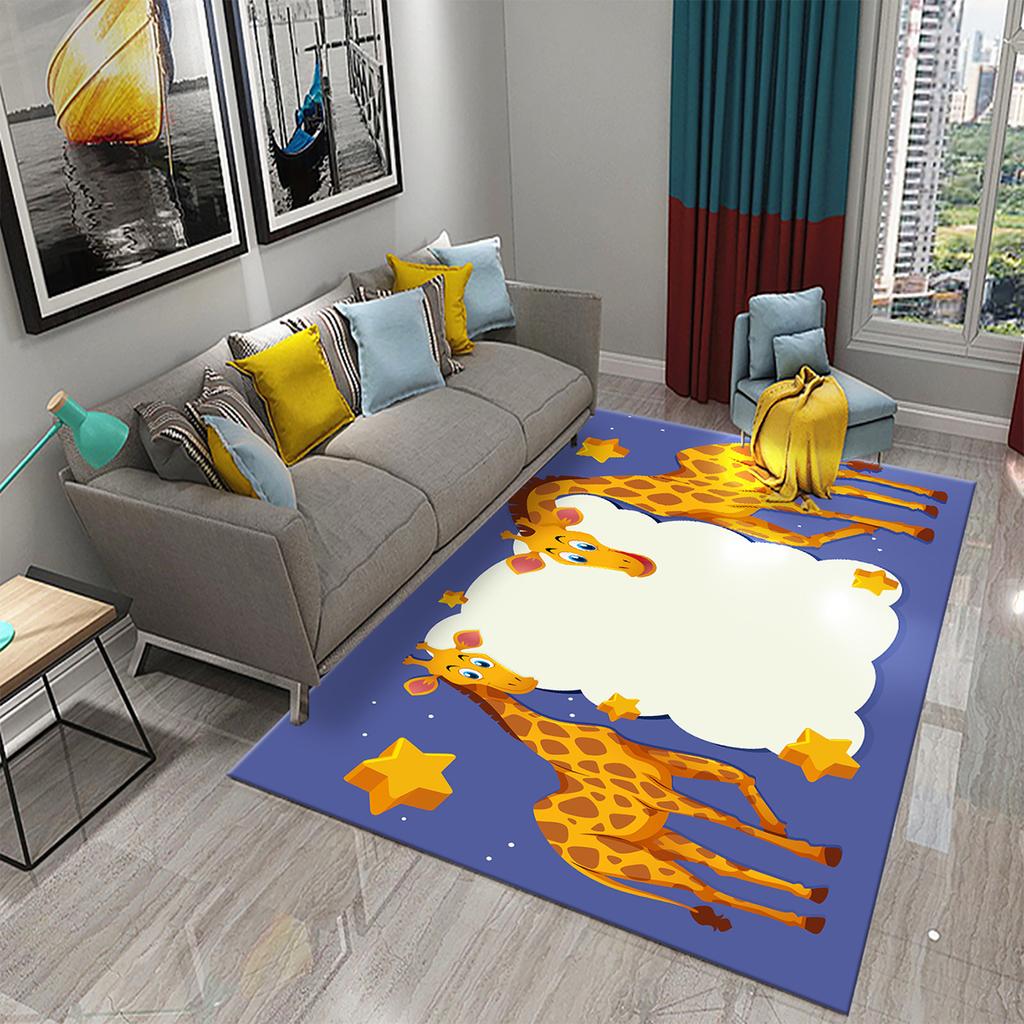 Cartoon Zoo Carpet Cute Animal Flower Rugs Kids Boys Bedroom Non-slip Play Area Mats Home Living Room Kitchen Decor Floor Mat