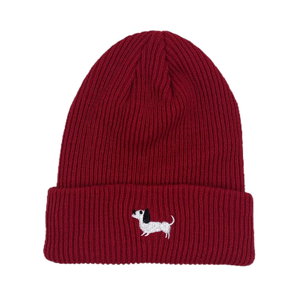 Puppy embroidered wool hat street fashion solid color knitted hat cold hat warm hat pullover hat