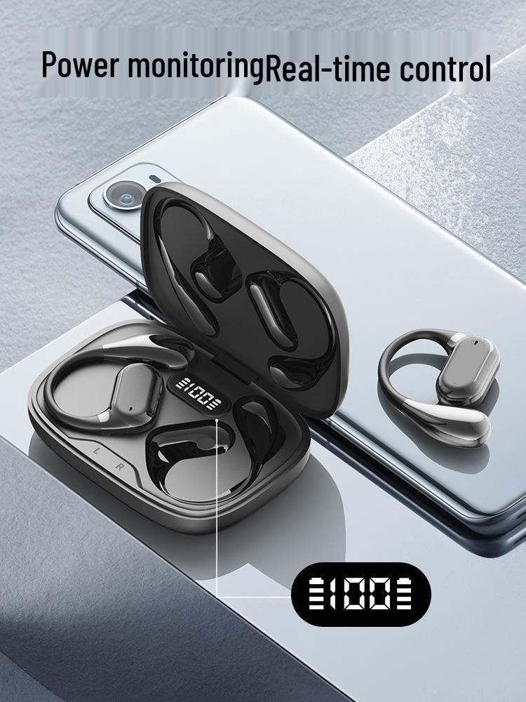 Q11 Ear-Hook Wireless Bluetooth Earbuds: Sporty, Non-In-Ear, Electroplated Finish, Digital Display, Long Battery Life