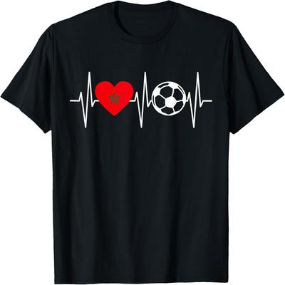 Marokko Fußballtrikot Lustiges Fußball-Herzschlag Marokkanisches T-Shirt