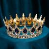 Baroque Luxury Round Wedding Crown Bridal Pageant Rhinestone Crystal Tiaras Crown Molding Headpieces For Queens and King