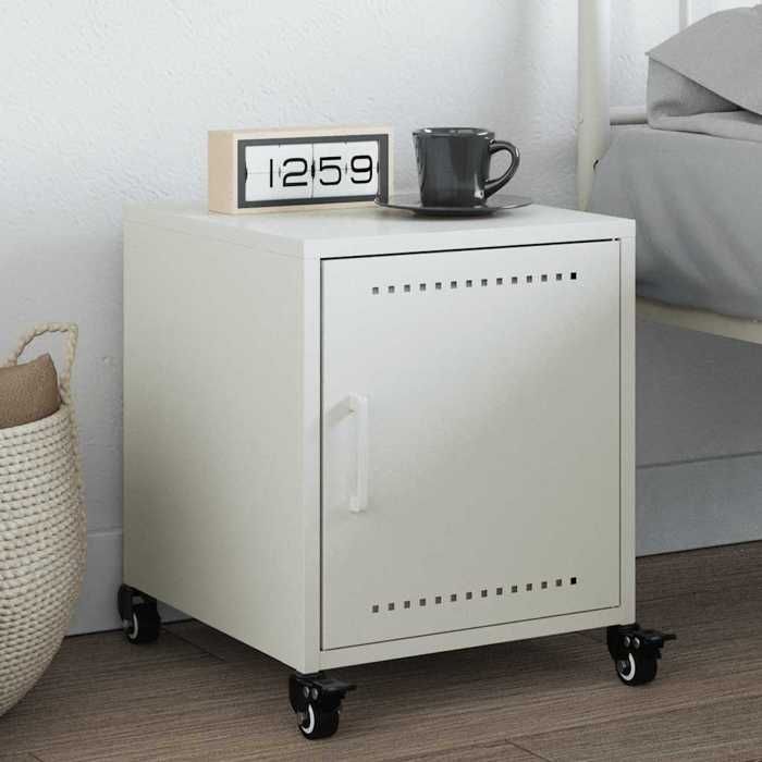 VidaXL Bedside Table White 36x39x43.5 Cm Steel, Cabinet, Side Cabinet, Phone Stand, Bedside Table, Furniture 846624