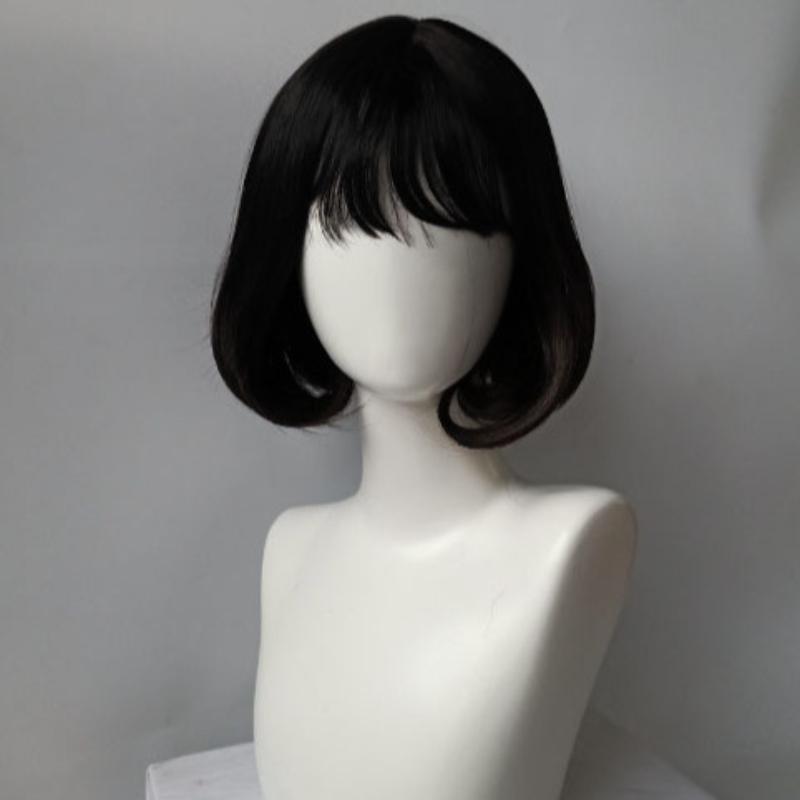 

Парик Короткий Прямой Челка Пушистый Полный Верхний Парик Полностью Покрывает Голову чёрный