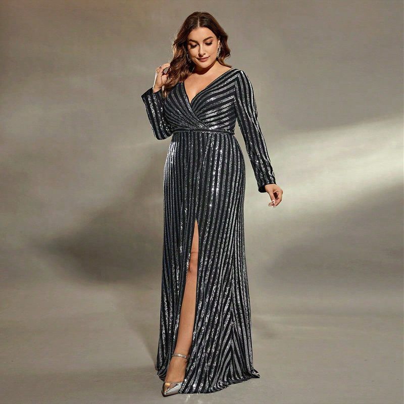 Блестящее Вечернее Платье Вечеринка Выпускной Платье-Русалка Длинное Платье 4XL Picture Color-Al1113 2XL