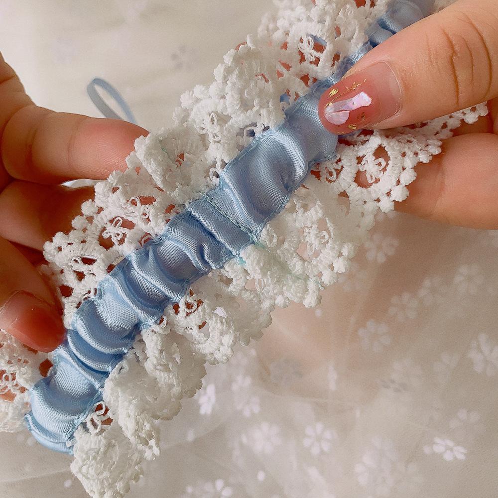 Blue Wedding Garter Bridal Shower Bride Lace Floral Rhinestone Bow Sexy Women Ladies Leg Garter Thigh Ring