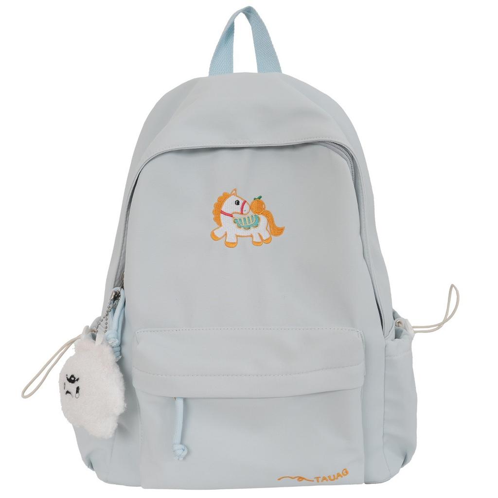 Schoolbag Korean version ins cartoon pony backpack women's large capacity college style student schoolbag simple versatile casual backpack