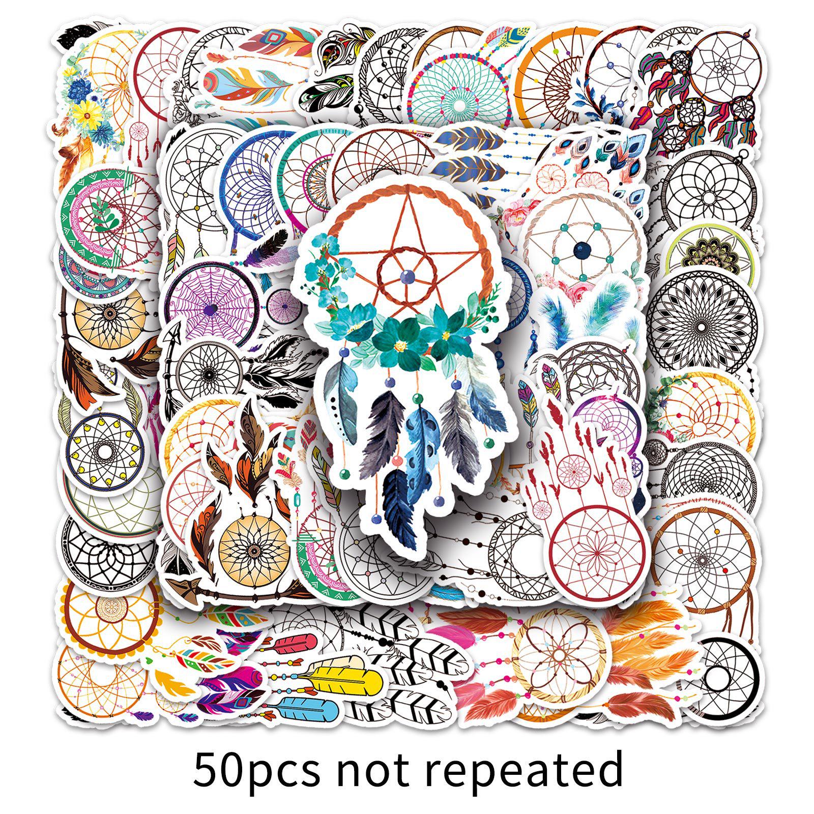 50 Waterproof Dreamcatcher Stickers for Luggage, Scooter, Computer & Tablet Decoration