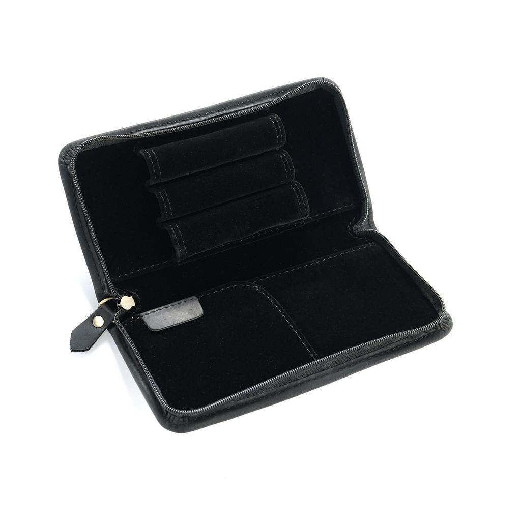 Leather Fountain Pen Case Large Capacity Stationery Bag Pencil Pouch 3 Divided Slots Pen Bag Pen Holder for Students