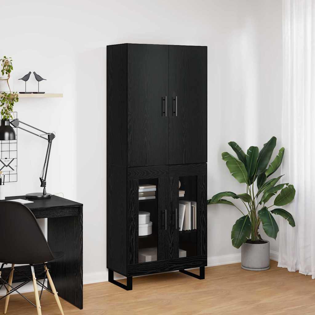 Highboard 2 pcs Black Oak Effect 69.5 x 34 x 180 cm