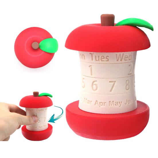 Fruit Perpetual Calendar Rotating Fruit Core Decorative Calendar Desktop Calendar with Date And Month Display for Christmas Gift Home Office