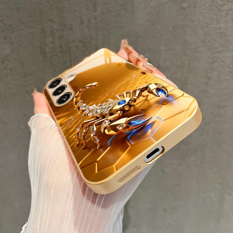 Advanced Golden Scorpion Pattern Glass Phone Case Suitable for Samsung Galaxy S26 S25 S24 S22 S21 S20 FE/Ultra/Plus Hard Case