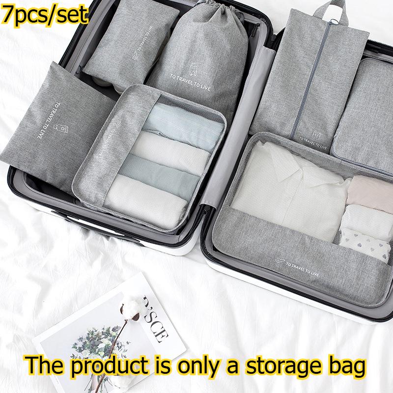 

7pcs/set Travel Storage Bags Multi-Functional Clothing Organizer Pouches Categorized Clothes Bags for Trip and Home Use сірий