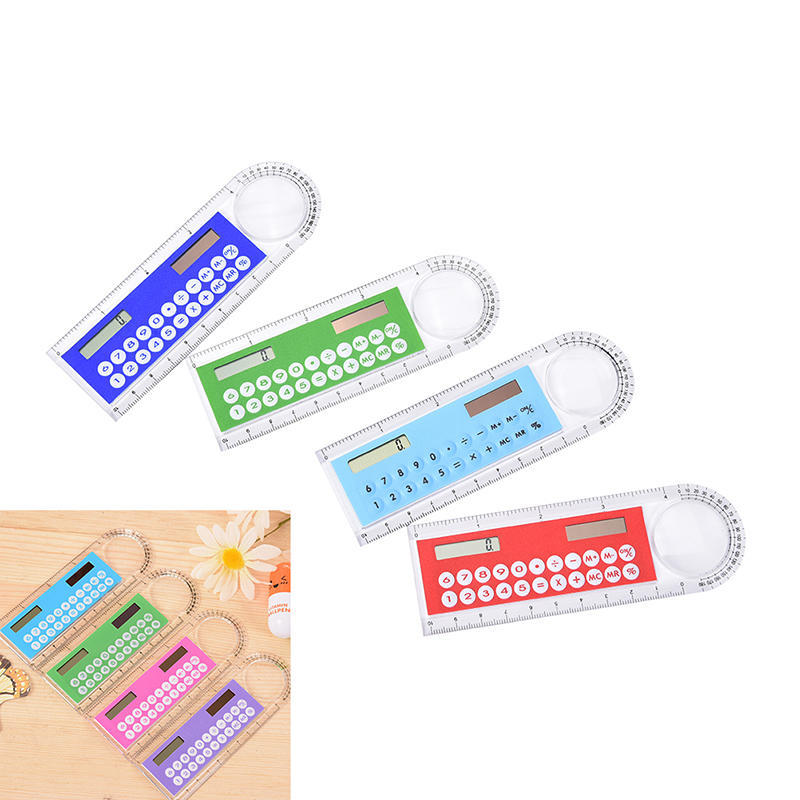 3in1 Mini Solar Power Calculator 10cm Long Magnifying glass Ruler Function PopDC