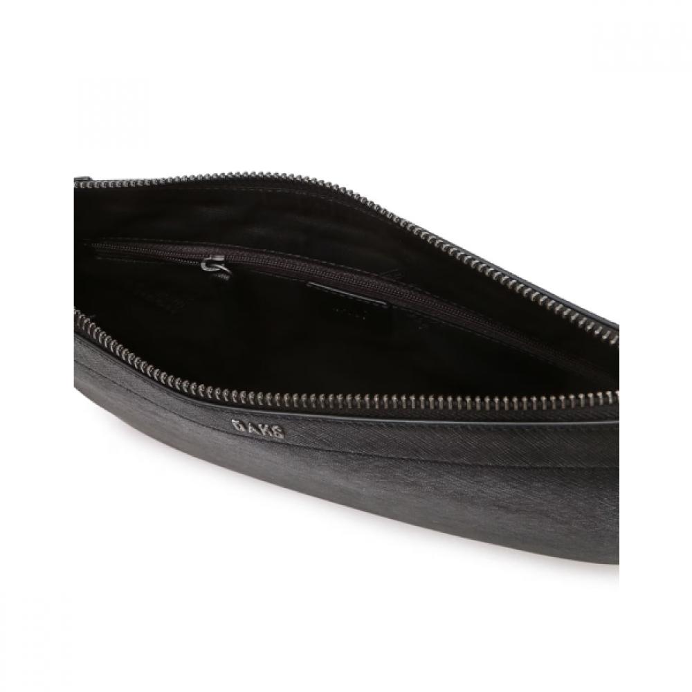 Daks Schwarze Rindsleder-Kupplungstasche Mit Logo Dbba6e031bk
