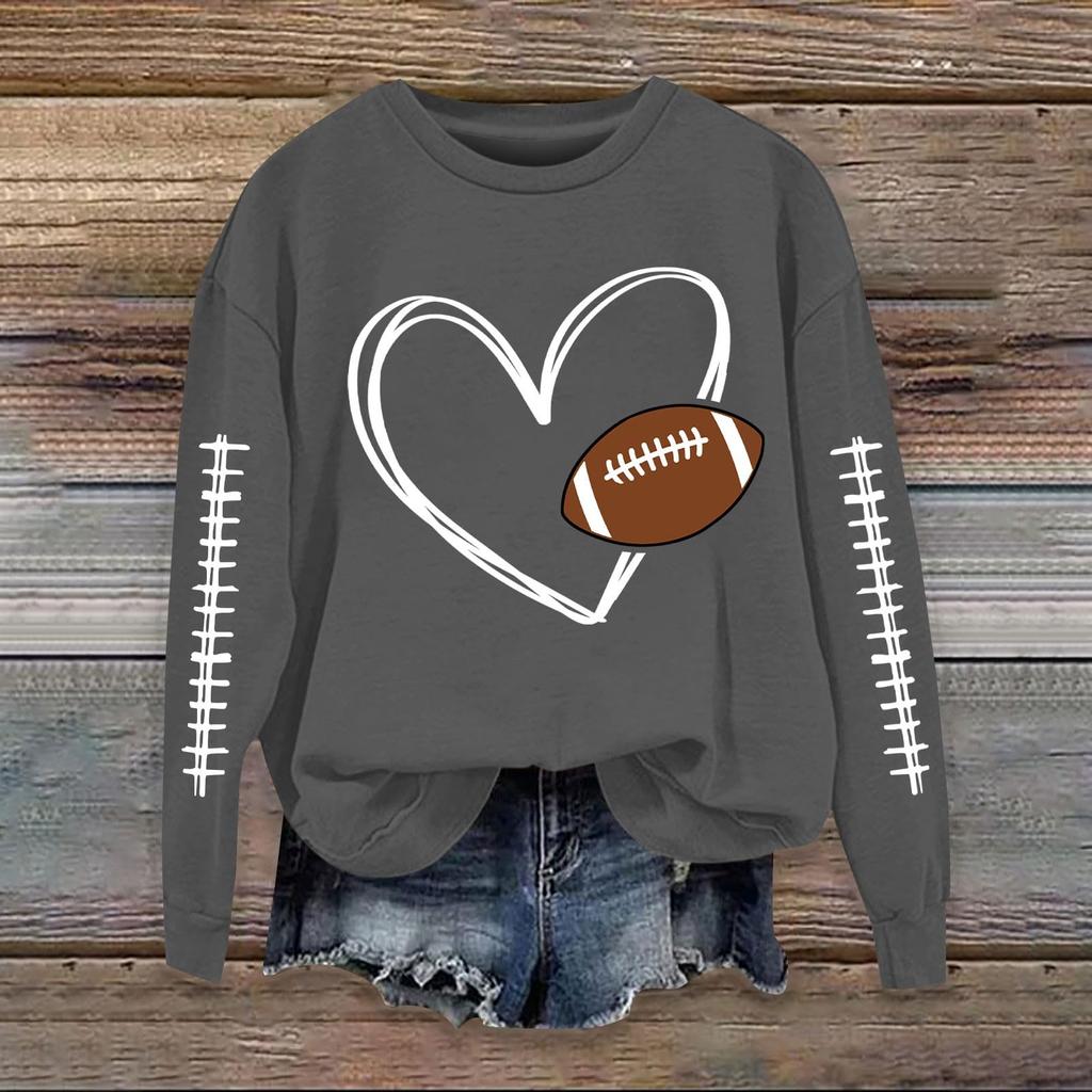 Women's Fashionable Casual Long-sleeved Rugby Printed Round-neck Top