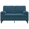 2 Seater Sofa with Decorative Cushions Blue 120 Cm Velvet