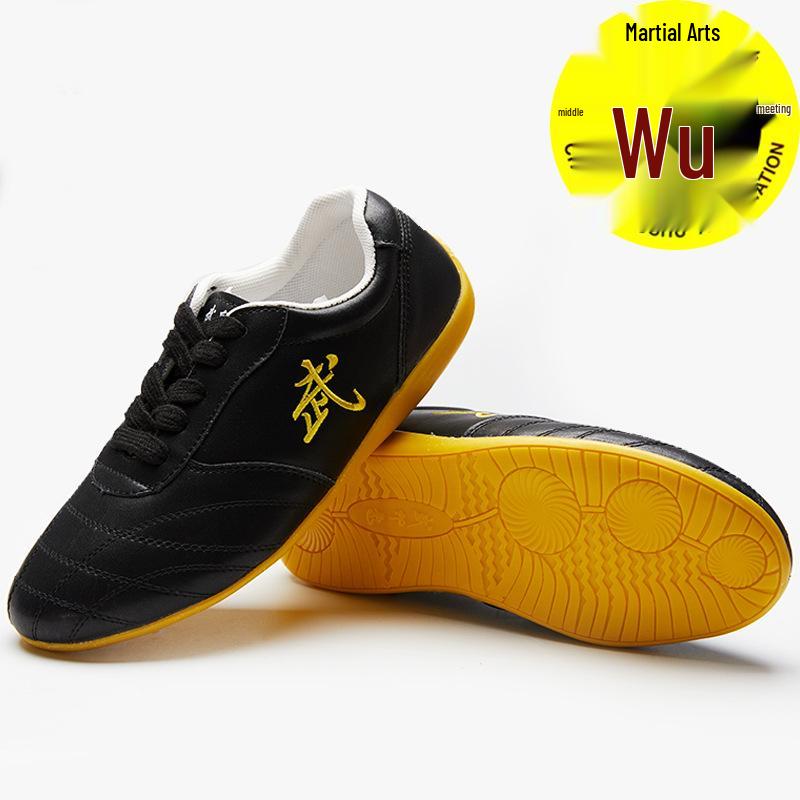 Unisex Breathable Cowhide Tai Chi Training Shoes with Beef Tendon Sole