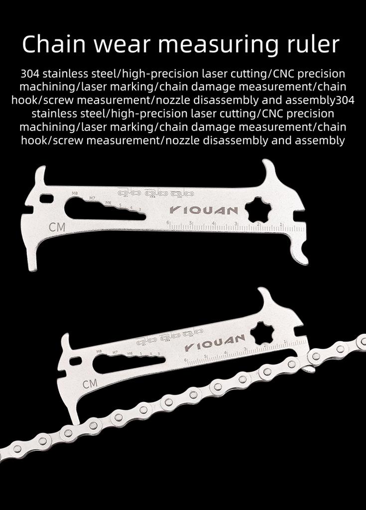Portable 6-in-1 Bicycle Chain Gauge New Design Multitool for Road Bike Bolt Measurement Wear Gauge Tool
