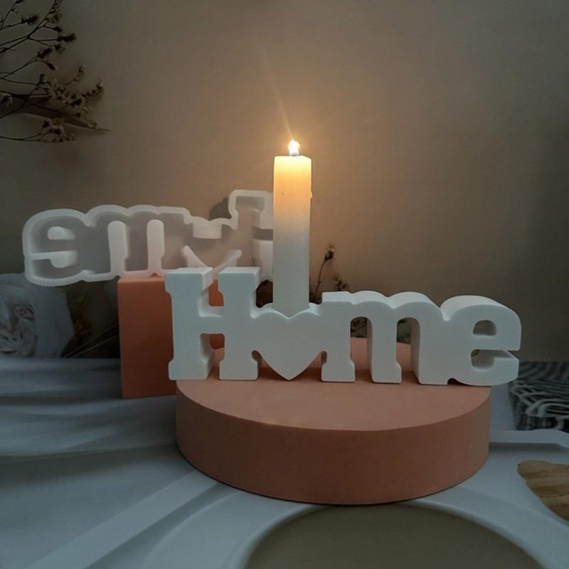 Candle Holder Resin Mold Decorative Love Shaped Tealight Candlesticks Molds Plasters Decors Tealight Scented Silicone Mold