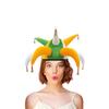 Funny Jester Clown Hat with Bells, Multi-Pointed Carnival Headwear, Colorful Plush Party Accessory for Halloween and Cosplay