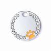 Rhinestone Solid Zinc Alloy Pet ID Tag Crystal Dog Collar Tag Colorful Paw Print Laser Engraved Pet Name Plate for Cats/Dogs