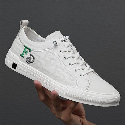 Leder Skateschuhe Herrenschuhe Trendschuhe Frühling und Herbst Neu Oberste Schicht Rindsleder Lässige Herrenschuhe Weiß