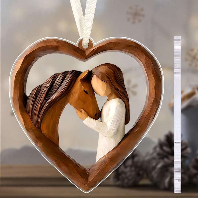 1 Pc Acrylic Horse Ornament - 2026 New Year Equestrian Theme Gift for Horse Lovers Family Friends, Home Holiday Decor